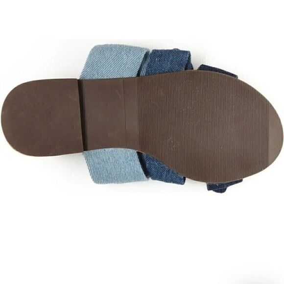 NIB BCBG Girls Caden Denim Bow Strap Slide Sandals shoes Size 12 - Picture 6 of 7